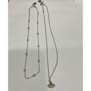 Lot Of 2pcs Silver tone Claire’s Necklace (Ball Design & Evil Eye), Preloved